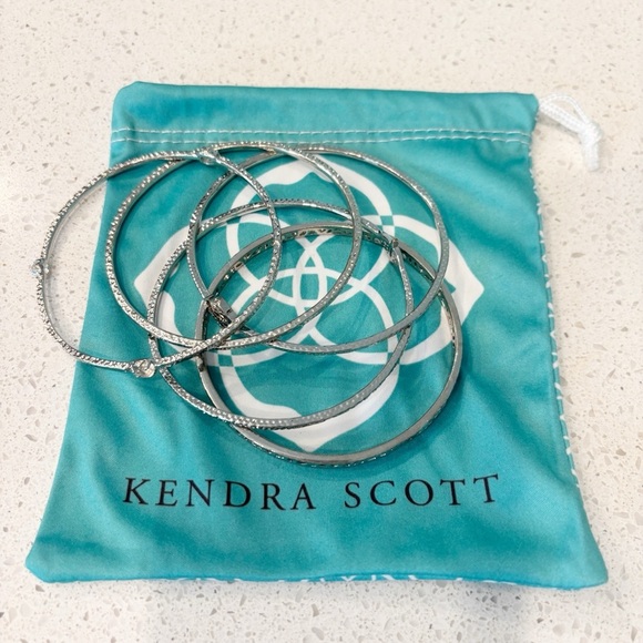 Kendra Scott Jewelry - Kendra Scott Hammered Silver Crystal Bangle Set